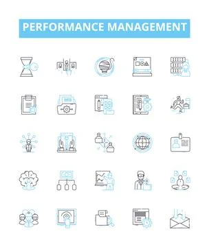 Performance management vector line icons set. Performance, Management Stock Illustration
