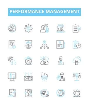 Performance management vector line icons set. Performance, Management Stock Illustration