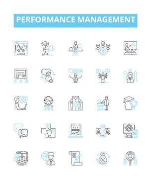 Performance management vector line icons set. Performance, Management Stock Illustration