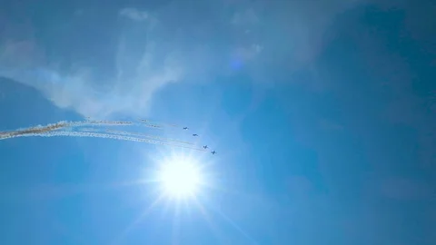 Performance of masters-pilots at the airshow Stock Footage 113273586