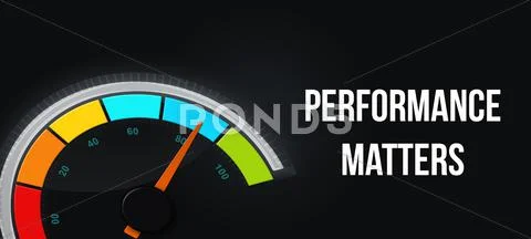 Performance Meter Design on black banner Stock Illustration