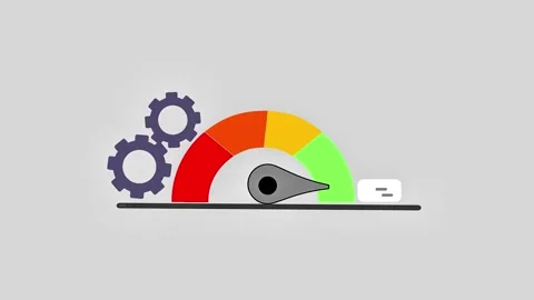 Performance Meter Gauge with Gears, Productivity and Efficiency Animation Vídeo Stock 336246055