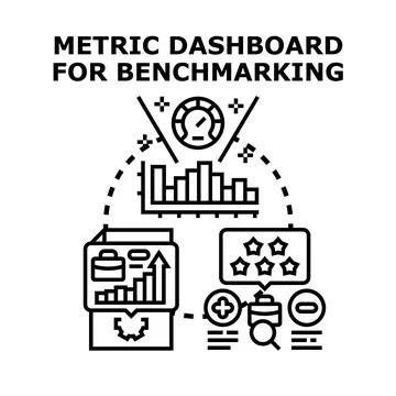 Performance metrics dashboard for business benchmarking and analysis Stock Illustration