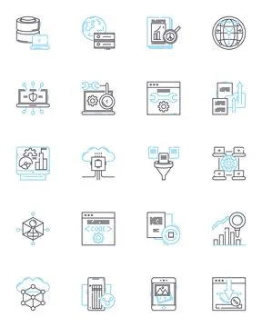 Performance metrics linear icons set. Evaluation, Analysis, Metrics, Progress 스톡 일러스트
