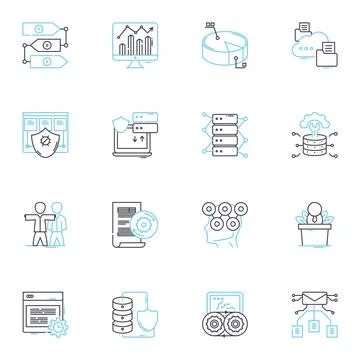 Performance metrics linear icons set. Efficiency, Effectiveness, Productivity Stock Illustration