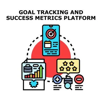 Performance metrics platform analyzing goal tracking process Stock Illustration