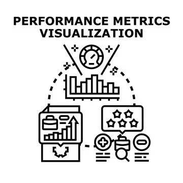 Performance metrics visualization analyzing business data progress Stockillustratie
