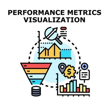 Performance metrics visualizing business data analysis Stock Illustration