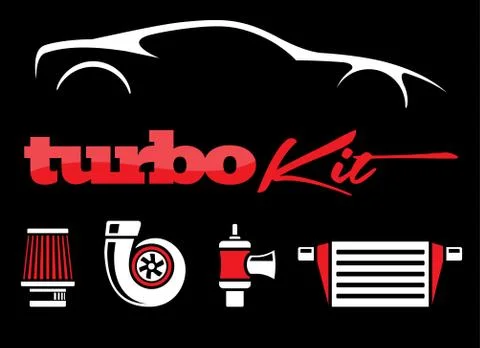 Performance mods turbo kit icon set Stock Illustration