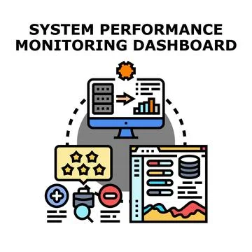 Performance monitoring system dashboard evaluating critical business data イラスト素材