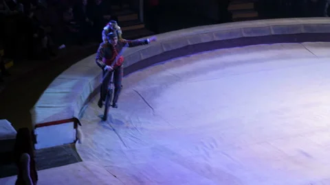 Performance of a monkey trainer in a circus Video stock 139112702