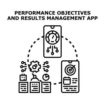 Performance objectives and results management mobile app Stock Illustration