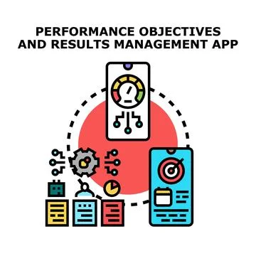 Performance objectives and results management mobile app Stock Illustration