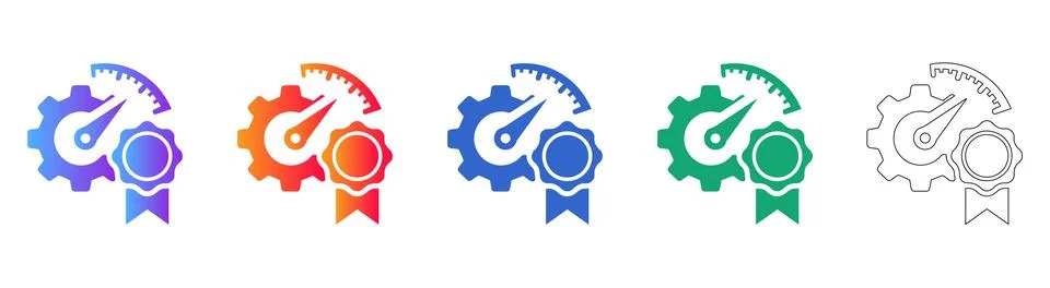 Performance Optimization Gear Icon Set Stock Illustration