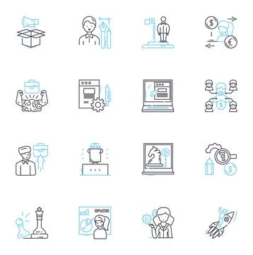 Performance optimization linear icons set. Efficiency, Streamlining, Maximizing Stock Illustration