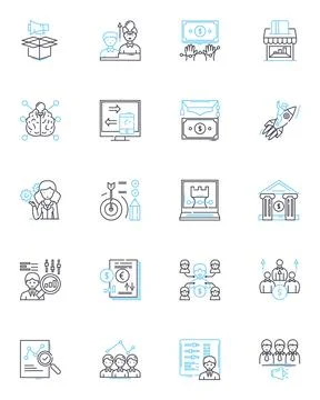 Performance optimization linear icons set. Efficiency, Streamlining, Maximizing Stock Illustration