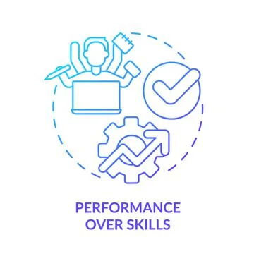 Performance over skills blue gradient concept icon Stock Illustration