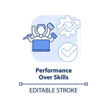 Performance over skills light blue concept icon Stock Illustration