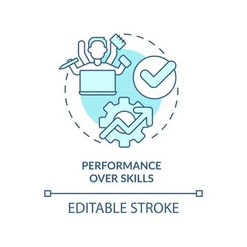 Performance over skills turquoise concept icon Stock Illustration