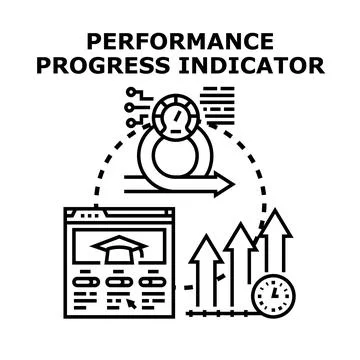 Performance progress indicator concept developing business success Illustrazione stock