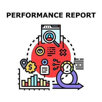 Performance report evaluating business data metrics Stock Illustration