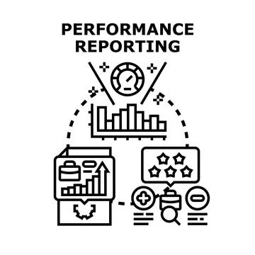 Performance reporting business strategy optimizing data analysis Stock Illustration