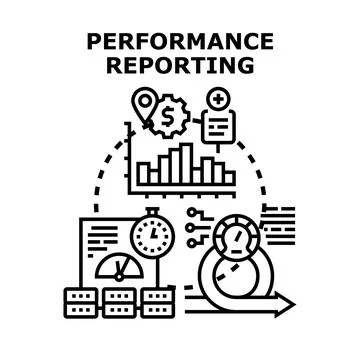 Performance reporting concept vector illustration analyzing business progress Stock Illustration