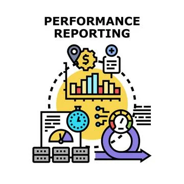 Performance reporting concept vector illustration analyzing business progress Stock Illustration