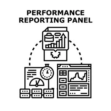 Performance reporting panel concept analyzing business data Stock Illustration
