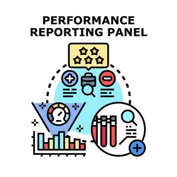 Performance reporting panel concept for business data analysis Stock Illustration