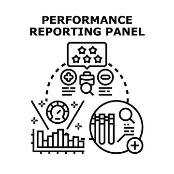 Performance reporting panel concept for business data analysis Stock Illustration
