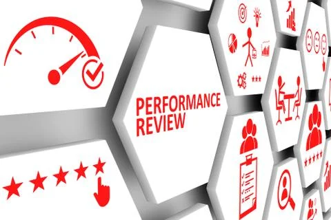 PERFORMANCE REVIEW concept cell background 3d illustration Stock Illustration