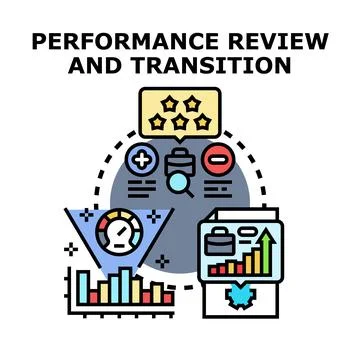 Performance review evaluating employee transition and development Stock Illustration