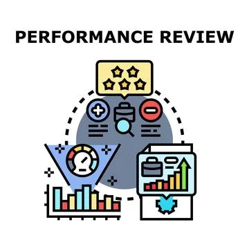 Performance review process evaluating employee development and growth Stock Illustration