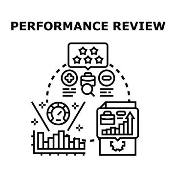 Performance review process evaluating employee development and growth Stock Illustration