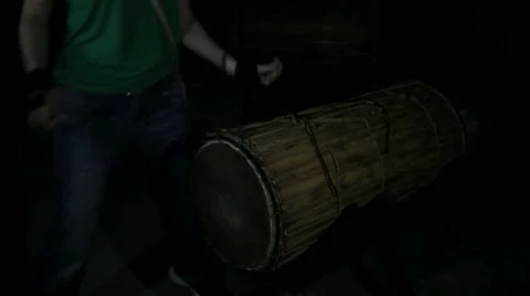 Performance of ritual dance on classical African drums Stock Footage 62982789