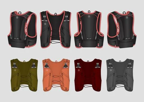 Performance Running Vest Design Vector with Multi-Angle Views 스톡 일러스트