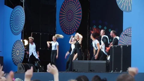 Performance of russian girl pop singer in Moscow, Russia Stock Footage 80895002