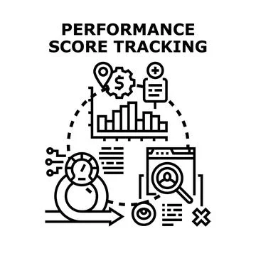 Performance score tracking financial analysis and metrics Stock Illustration