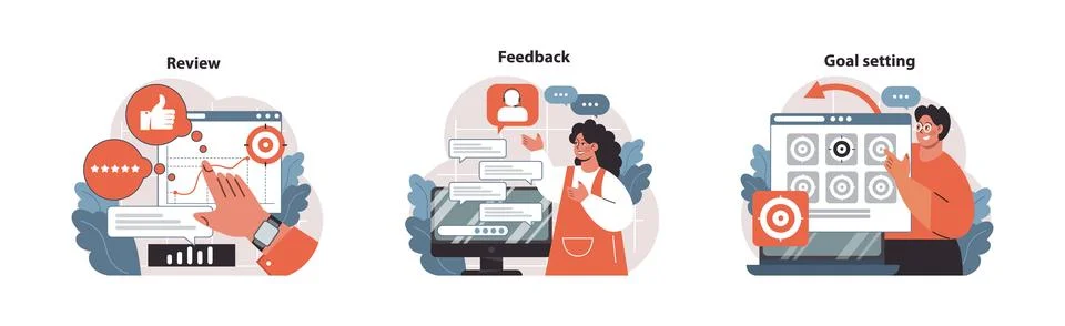 Performance set. Flat vector illustration. Illustrazione stock