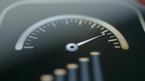 Performance Speedometer Above Ascending Analytics Bars 4K 스톡 동영상 341344973
