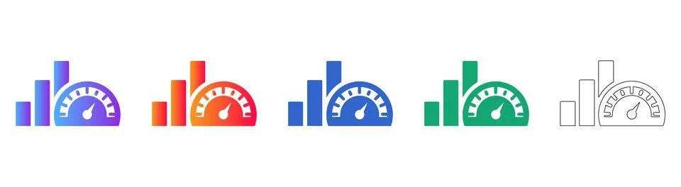 Performance Speedometer and Bar Chart Icons Stock Illustration