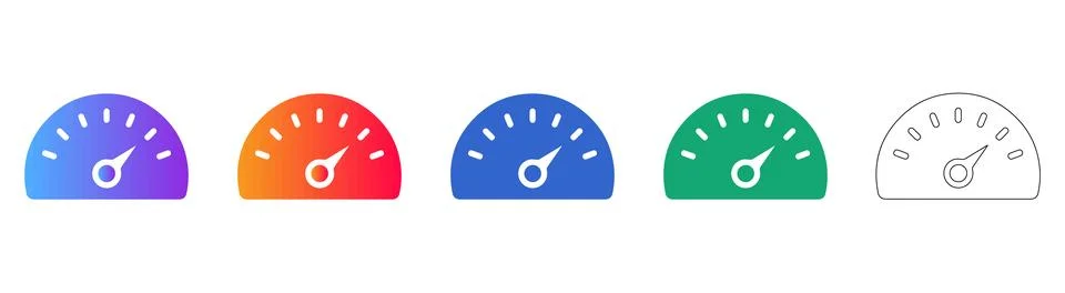 Performance Speedometer Gauge Icon Set イラスト素材