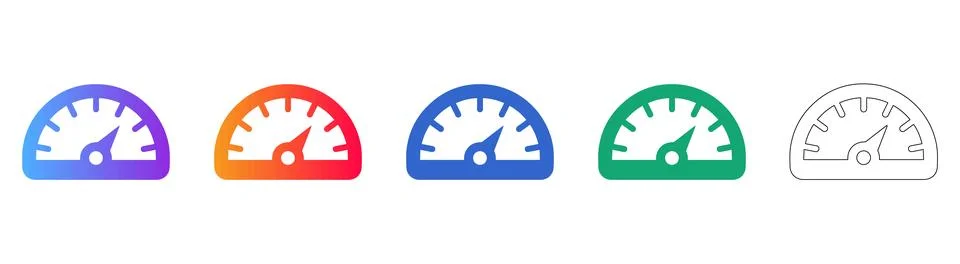 Performance Speedometer Gauge Icons 스톡 일러스트