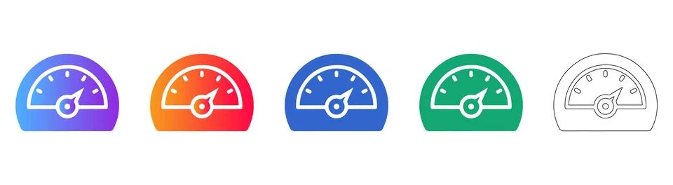 Performance Speedometer Gauge Icons Illustrazione stock
