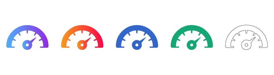 Performance Speedometer Gauge Icons for Web UI Stock Illustration