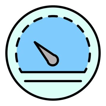 Performance speedometer icon color outline vector Stock Illustration