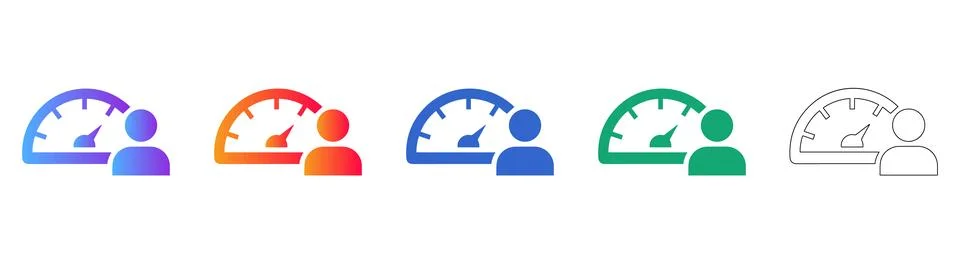 Performance Speedometer User Icons Set Иллюстрация