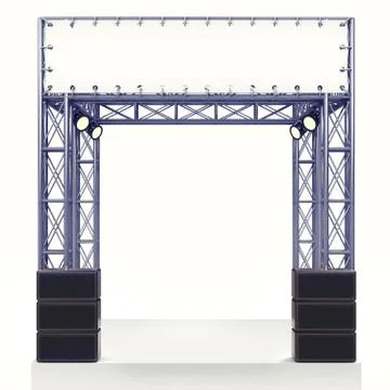 Performance stage steel construction with speaker on white illustration Ilustración de archivo