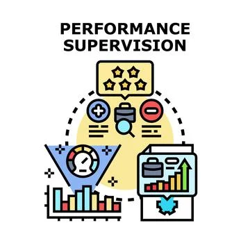 Performance supervision evaluating business work efficiency process Stock Illustration
